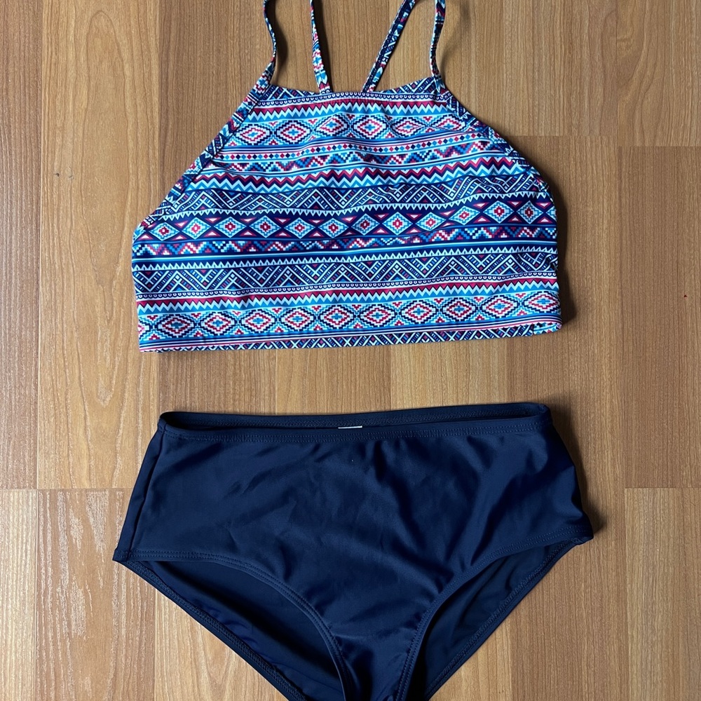 modest, high waist bikini set